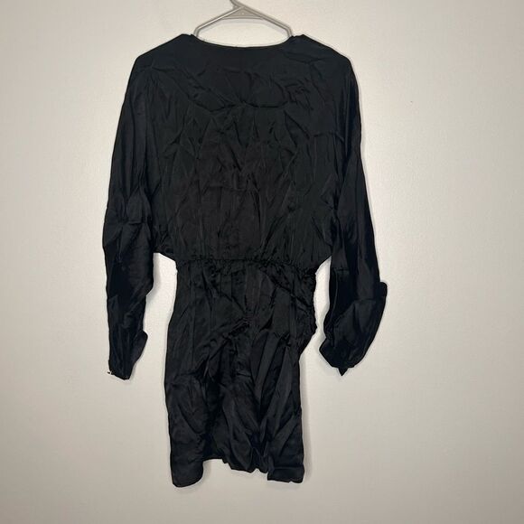 NWT ZARA WOMEN'S SATIN EFFECT WRAP DRESS BLACK SIZE S 2298/226 - Picture 5 of 6